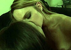 lesbians entangle in hug then fuck with dildo