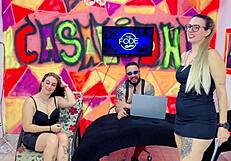 the fode diguinha dj licks niikki's pussy until her mouth is wet and they rub tits together