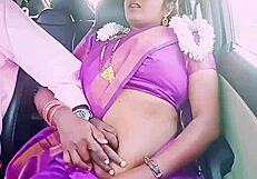 Indian beautiful saree housewife fucks car driver with dirty talks