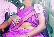 Indian beautiful saree housewife fucks car driver with dirty talks