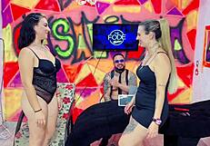 the fode diguinha dj licks niikki's pussy until her mouth is wet and they rub tits together