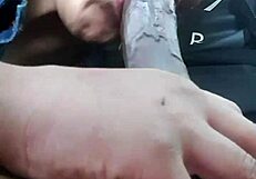 Wet Car Head in Rainy Drive