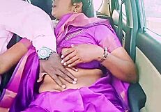 Indian beautiful saree housewife fucks car driver with dirty talks