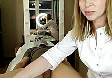 Russian beauty demonstrates shaving before a hard fuck