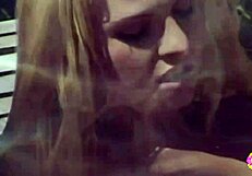 Two busty blondes relax in pool