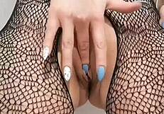 Teen Solo Squirts Powerfully with Dildo in Juicy Wet Pussy Close-Up