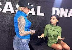 18-year-old gets intense ass masturbation in tattoo studio, cumming for first time