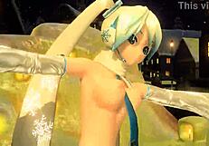 Hatsune miku's full nude snowman project diva mod exposes big tits and ass!