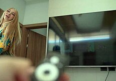 TV Remote Freezes Girlfriend For Quick Fuck