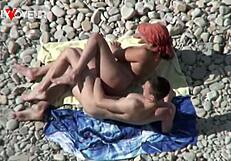 beach voyeur busty cougar milf getting fucked by young guy