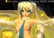 Hatsune miku's full nude snowman project diva mod exposes big tits and ass!