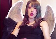 angel with crotch masturbates while streaming suggestively