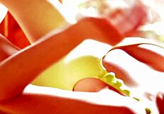 saka okada in silk bikini by the beach