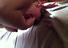 White ass gets intense handjob action