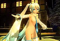 Hatsune miku's full nude snowman project diva mod exposes big tits and ass!