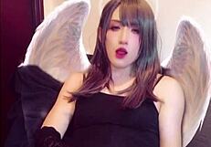 angel with crotch masturbates while streaming suggestively