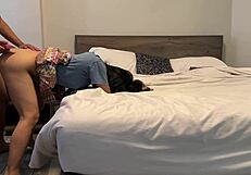 The friend's wife cheats with a hot doggystyle fuck in the hotel room