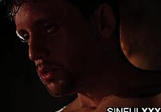 Ebony bound babe takes big cock deepthroat