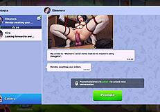 Maid servant with big tits gets horny in the game.