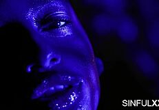 Ebony bound babe takes big cock deepthroat