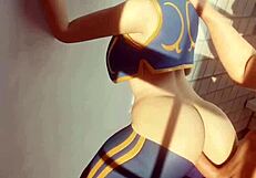 Fortnite Chun Li sneaks sex in bathroom with rough anal blowjob squirting