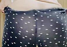 Sexy Ass In Leggings Contrasts With Big Natural Tits Tease