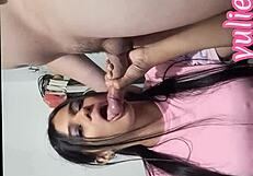 horny stepmother seduces her stepson and swallows all his cum in real homemade