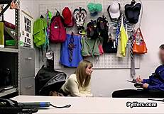 oh wow, hottie steals dildo and gets big dick in back office 😏