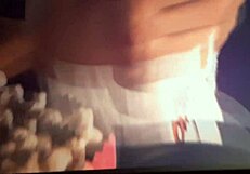 Amateur brunette doggystyled in cinema reopening