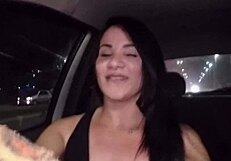 Amateur brunette doggystyled in cinema reopening