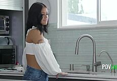 while wife's away latina babysitter comes to play