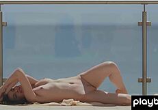 Confident ukrainian teen kate chromia posing and stripping on balcony 😍