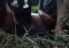 girls masturbate outdoors in public, reaching intense orgasms while wearing panties.