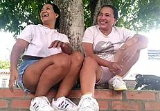 colombian milf masturbates outdoors in public park