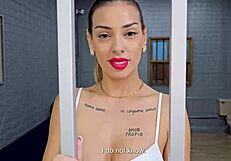 a uniformed colombian cop catches a blonde argentinean slut at the station and fucks her until she swallows his cum