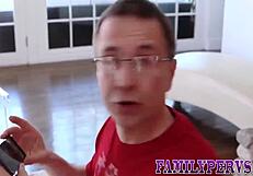 Teen seduces horny stepbro after Christmas cock sucking