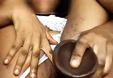 Quick solo dildo spreading session