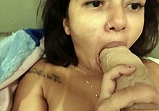 she sucks her big cock solo