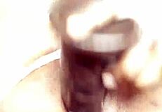 Quick solo dildo spreading session