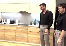 The real estate agent takes 3 cocks at work double penetration and a destroyed ass