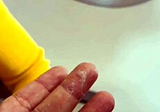 Vietnamese teen loli girl performs handjob and masturbation on her wet pussy in the air.