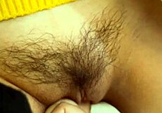 Vietnamese teen loli girl performs handjob and masturbation on her wet pussy in the air.