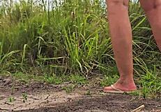 curvy argentinian wife enjoys a voyeur field walk