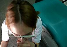 i fucked the doctor doggystyle in her office, then cowgirl and blowjob