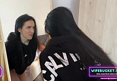 In the Wifebucket series, a nextdoor milf gives an amateur blowjob to her neighbor.