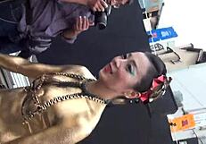 Nude Show with Slipping Costume Exposing Nipples