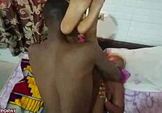 Can this blond babe handle two massive cocks at once? She loves sucking and playing with them both.