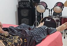 man masturbates his big cock in front of the camera