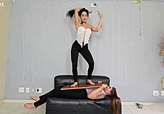 karate techniques with brunette domination and feet