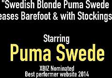 Swedish blonde puma swede teases barefoot with big ass